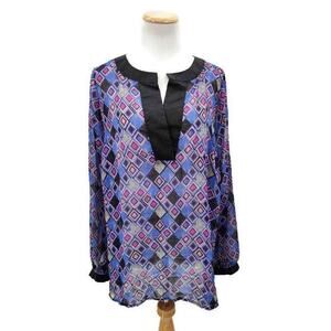 Lane Bryant Blouse Women's purple geometric print top size 14/16. Long Sleeve